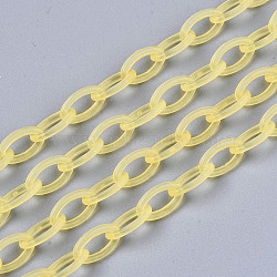 Handmade Transparent ABS Plastic Cable Chains, Oval, Gold, 19.29 inch~19.68 inch(49~50cm), Link: 13x7.5x1.5mm(KY-S166-001H)
