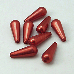 ABS Plastic Imitation Pearl, Drop, Dark Red, 18x7mm(MACR-G005-13)