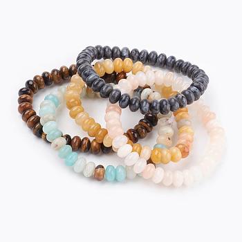 Natural Mixed Stone Beads Stretch Bracelets, 2 inch(52mm)