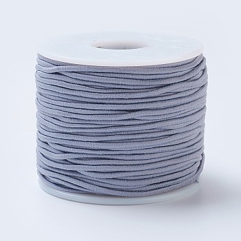 Elastic Cord, Polyester Outside and Latex Core, Silver, 2mm, about 50m/roll