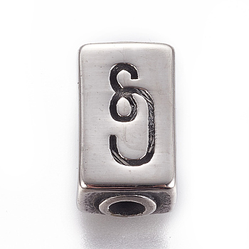 304 Stainless Steel Beads, Cuboid, Antique Silver, 13.5x8x5.5mm, Hole: 2.8mm