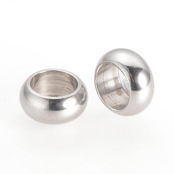 201 Stainless Steel Spacer Beads, Ring, Stainless Steel Color, 7.5x3.5mm, Hole: 5mm