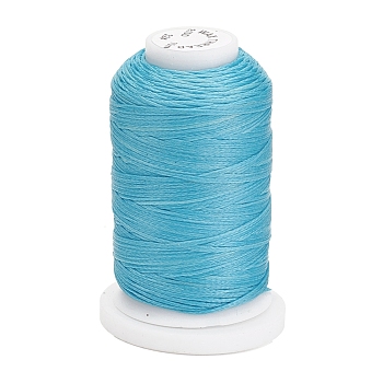 Waxed Polyester Cord, Flat, Sky Blue, 1mm, about 76.55 yards(70m)/roll