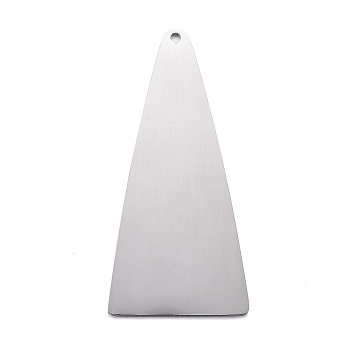 304 Stainless Steel Pendants, Stamping Blank Tag, Triangle, Stainless Steel Color, 40x19x1mm, Hole: 1.2mm