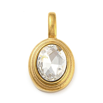 Golden Plated 304 Stainless Steel Rhinestone Pendants, Oval Charms, Crystal, 23.3x13x6mm, Hole: 6x3mm