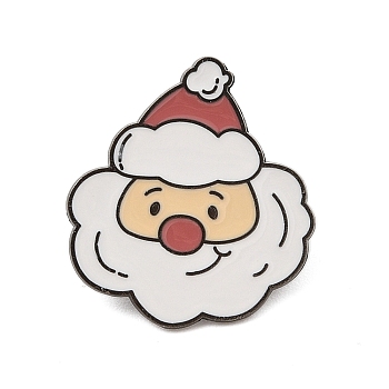 Christmas Theme Zinc Alloy Enamel Pin Brooch for Backpack Clothes, Santa Claus, 28x25.5mm