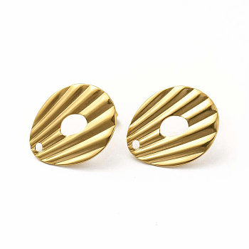 304 Stainless Steel Stud Earring Findings, Shell Shape, Golden, 21.5x17.5x1mm, Hole: 1.7mm, Pin: 0.8mm