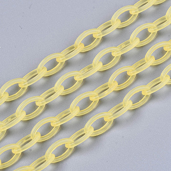 Handmade Transparent ABS Plastic Cable Chains, Oval, Gold, 19.29 inch~19.68 inch(49~50cm), Link: 13x7.5x1.5mm