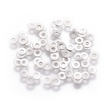 316 Surgical Stainless Steel Beads, Donut/Pi Disc, 3x0.2mm, Hole: 1mm, about 1000pcs/10g
