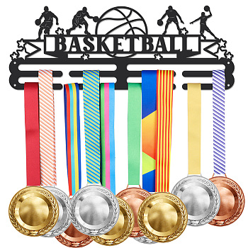 Iron Medal Hanger Holder Display Wall Rack, with Screws, Basketball, 150x400mm