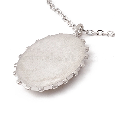 Oval with Evil Eye Enamel Pendant Necklace with Crystal Rhinestone(NJEW-E015-03)-4