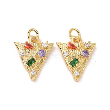 Real 18K Gold Plated Colorful Triangle Brass+Cubic Zirconia Pendants