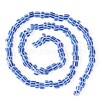 2Strands Handmade Lampwork Beads Strands, Column, Royal Blue, 4~5.5x2~4mm, Hole: 0.8mm, about 128~130pcs/strand, 14.96~15.75 inch(38~40cm)(BLOW-TADJ0001-01F)