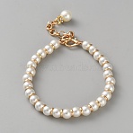 Round Plastic Imitation Pearl Anti-Loose High Heel Shoelaces, with Iron End Chains, Golden, 225mm(AJEW-WH20054-118G)