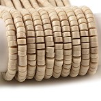Natural Fossil Beads Strands, Disc, Heishi Beads, 6~6.5x3~3.5mm, Hole: 0.8~1.2mm, about 115~117pcs/strand, 14.96~15.16''(38~38.5cm)(G-M420-A10-01)