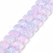Transparent Glass Beads Strands, Lotus, Plum, 10x14x7mm, Hole: 0.8mm, about 38pcs/strand, 14.17 inch(36cm)(GLAA-F114-01G)