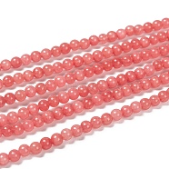 Natural Malaysia Jade Bead Strands, Round Dyed Beads, Light Coral, 4mm, Hole: 1mm, about 92pcs/strand, 15 inch(G-M101-4mm-04)
