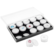 15 Slots Round Acrylic Loose Diamond Storage Boxes, Visible Window Small Gems Showing Case with Velvet Inside and Screw Lid, Clear, 17.9x10.8x2.4cm, Box: 32.5x16mm, Inner Diameter: 25mm(CON-WH0089-78B)