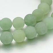 Frosted Round Natural Green Aventurine Bead Strands, 8mm, Hole: 1mm, about 46pcs/strand, 14.7 inch(G-J338-05-8mm)