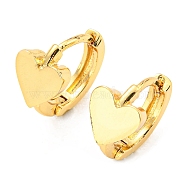 Rack Plating Brass Heart Hoop Earrings, Cadmium Free & Lead Free, Real 18K Gold Plated, 12x13x7mm(KK-C026-04G)