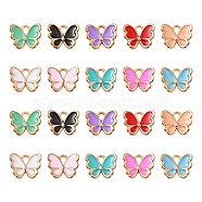 Alloy Enamel Charms, Butterfly, Light Gold, Mixed Color, 10.5x13x3mm, Hole: 2mm(X1-ENAM-S121-070-A)