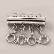 304 Stainless Steel Slide Lock Clasps, Peyote Clasps, with Spring Clasps and Loops, Tube, for Jewelry Making, Stainless Steel Color, 21x24.5x7mm, Hole: 1.5mm(FIND-WH0034-80P-03)