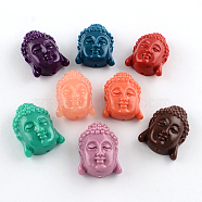 Dyed Buddha Head Synthetical Coral Beads, Mixed Color, 27~28x20~21x12mm, Hole: 1.5mm(CORA-R011-17)