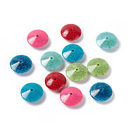 Crackle Opaque Acrylic Beads, Imitation Turquoise, Disc, Mixed Color, 21x8mm, Hole: 2mm,  about 333pcs/500g(OACR-C006-16)