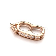 Rack Plating Brass Micro Pave Cubic Zirconia Twister Clasps, Lead Free & Cadmium Free, Rose Gold, 19x9.5x3mm(ZIRC-I012-16RG-RS)