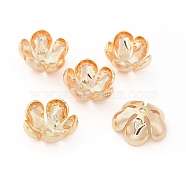 5-Petal Brass Caps, Long-Lasting Plated, Real 18K Gold Plated, Nickel Free, Flower, 13.5x6mm, Hole: 1mm(X-KK-F727-79G-NF)