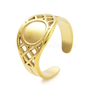 Real 18K Gold Plated 304 Stainless Steel Open Cuff Rings for Women, Oval, 12.8mm, Inner Diameter: Adjustable(RJEW-B061-01G-03)