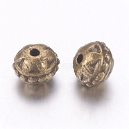 Tibetan Style Alloy Beads, Lead Free & Cadmium Free, Antique Bronze Color, Round, 8x7mm, Hole: 1.5mm(TIBEB-LF11126Y-AB-LF)
