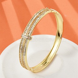 Brass Micro Pave Clear Cubic Zirconia Hinged Bangles for Women, Cadmium Free & Lead Free, Rack Plating, Long-Lasting Plated, Real 18K Gold Plated, 1/2 inch(1.15cm), Inner Diameter: 2-1/4x2-3/8 inch(5.6x5.9cm)(BJEW-K274-12G)