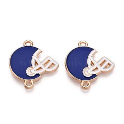 Alloy Enamel Links, Lead Free & Cadmium Free, Baseball Helmet, Golden, Dark Blue, 22x20x2mm, Hole: 1.6mm(ENAM-T020-56C)