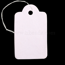 Rectangle Blank Hang tag, Jewelry Display Paper Price Tags, with Cotton Threads, White, 26x16x0.2mm, Hole: 2mm, 500pcs/bag(X-CDIS-N001-53)