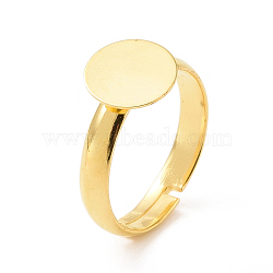 Brass Pad Ring Bases, Lead Free and Cadmium Free, Adjustable, Golden Color, Ring: about 3mm wide, 14mm inner diameter, Tray: about 8mm in diameter(EC541-14-G)