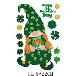 Saint Patrick's Day Theme PET Sublimation Stickers, Heat Transfer Film, Iron on Vinyls, for Clothes Decoration, Gnome, 220x145mm(PW-WG82990-09)