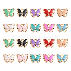Alloy Enamel Charms, Butterfly, Light Gold, Mixed Color, 10.5x13x3mm, Hole: 2mm(X1-ENAM-S121-070-A)