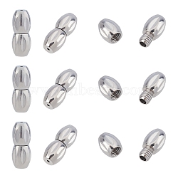 304 Stainless Steel Screw Clasps, Oval, Stainless Steel Color, 12x5mm, Hole: 0.7mm(STAS-L135-02)