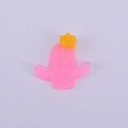 Transparent Resin Cabochon, Cactus, Pink, 20.5x21x6.5mm(RESI-WH0009-35)