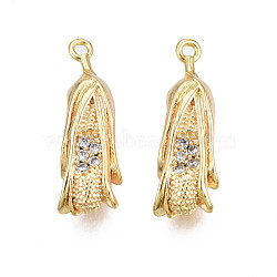 Brass Micro Pave Cubic Zirconia Pendants, Real 18K Gold Plated, Corn, Clear, 21.5x7x6mm, Hole: 1.4mm(KK-N231-233)