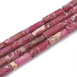 Natural Imperial Jasper Beads Strands, Dyed, Column, Indian Red, 12~13x4~4.5mm, Hole: 1~1.2mm, about 30pcs/strand, 15.9 inch(G-S322-002C)