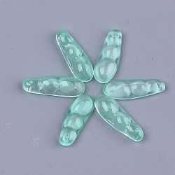 Transparent Spray Painted Glass Pendants, Pea Pod, Medium Aquamarine, 25.5x9x5mm, Hole: 1mm(GLAA-S183-18B)