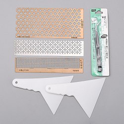 Diamond Painting Kit, with Stainless Steel Diamond Drawing Ruler Dot Drill Tool & Beading Tweezers and Plastic Scraper Tool, Stainless Steel Color, 6pcs/set(DIY-NB0003-73)