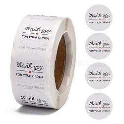 1 Inch Thank You Adhesive Label Stickers, Decorative Sealing Stickers, for Christmas Gifts, Wedding, Party, White, 25mm, about 500pcs/roll(X-DIY-J002-C03)