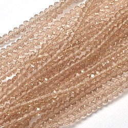 Faceted Rondelle Transparent Glass Beads Strands, BurlyWood, 3.5x2mm, Hole: 0.5mm, about 148pcs/strand, 14.9 inch(EGLA-J134-3x2mm-B04)