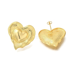 Rack Plating Heart Brass Stud Earrings, Lead Free & Cadmium Free, Long-Lasting Plated, Real 18K Gold Plated, 29.5x29.5mm(EJEW-I310-25G)