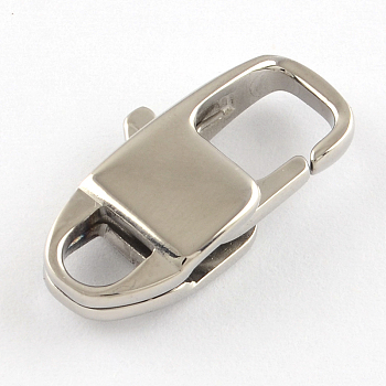 Polished 316 Surgical Stainless Steel Lobster Claw Clasps, Stainless Steel Color, 23x12x5mm, Hole: 4.5mm