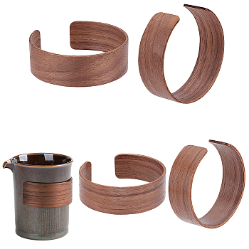 Elite 4Pcs 2 Style Walnut Wood Cup Sleeve, Reusable Cup Sleeves, Camel, 73~76x24mm, Inner Diameter: 69~72mm, 2pcs/style