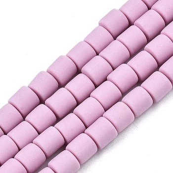 Polymer Clay Bead Strands, Column, Plum, 5~7x6mm, Hole: 1.5~2mm, about 61~69pcs/strand, 15.74 inch